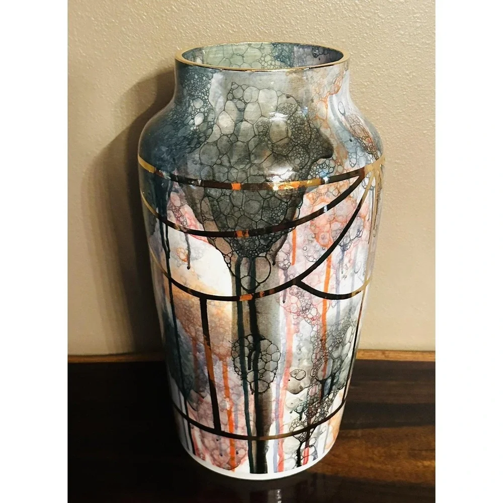 Brad Lamoureux Elegant Colorful 24K Vase/Vessel Handmade Studio Art  Signed OOAK